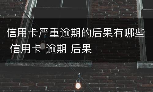 信用卡严重逾期的后果有哪些 信用卡 逾期 后果