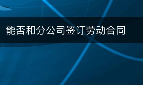 能否和分公司签订劳动合同