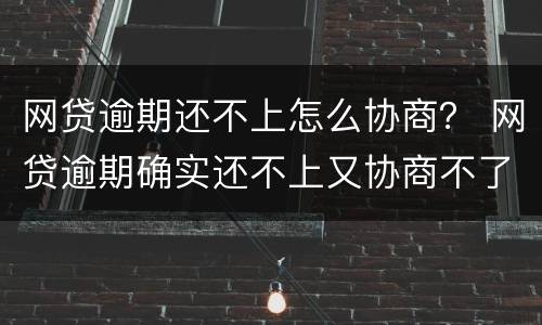 网贷逾期还不上怎么协商？ 网贷逾期确实还不上又协商不了怎么办