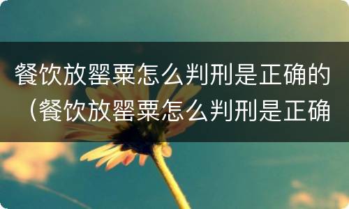 餐饮放罂粟怎么判刑是正确的（餐饮放罂粟怎么判刑是正确的呢）