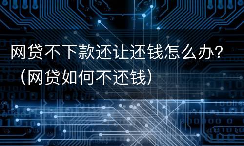 网贷不下款还让还钱怎么办？（网贷如何不还钱）