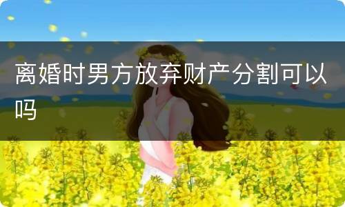 离婚时男方放弃财产分割可以吗