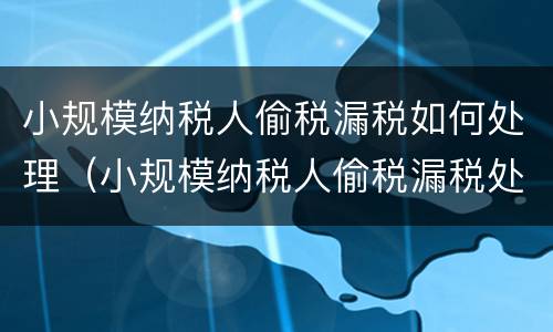 小规模纳税人偷税漏税如何处理（小规模纳税人偷税漏税处罚标准）