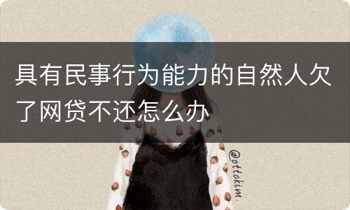 具有民事行为能力的自然人欠了网贷不还怎么办