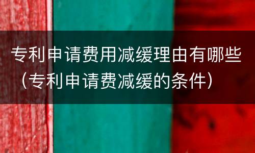 专利申请费用减缓理由有哪些（专利申请费减缓的条件）