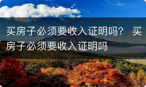 买房子必须要收入证明吗？ 买房子必须要收入证明吗