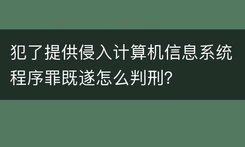 犯了提供侵入计算机信息系统程序罪既遂怎么判刑？