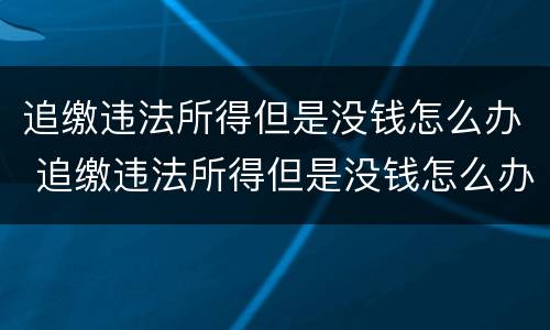 追缴违法所得但是没钱怎么办 追缴违法所得但是没钱怎么办理