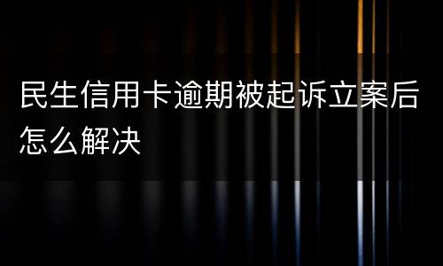 民生信用卡逾期被起诉立案后怎么解决