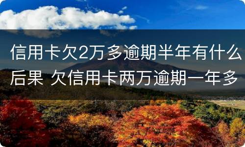 信用卡欠2万多逾期半年有什么后果 欠信用卡两万逾期一年多的后果