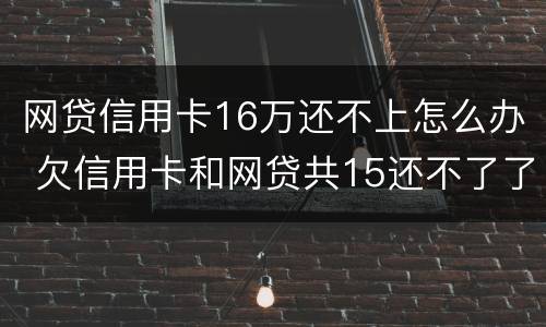 网贷信用卡16万还不上怎么办 欠信用卡和网贷共15还不了了怎么办?