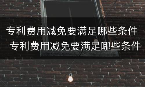 专利费用减免要满足哪些条件 专利费用减免要满足哪些条件呢