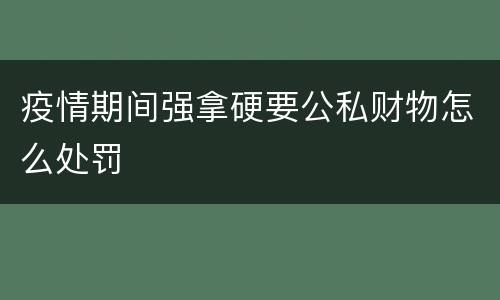 疫情期间强拿硬要公私财物怎么处罚