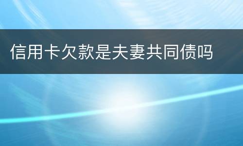 信用卡欠款是夫妻共同债吗