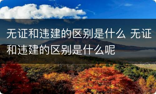 无证和违建的区别是什么 无证和违建的区别是什么呢