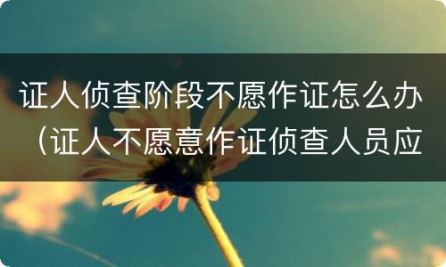 证人侦查阶段不愿作证怎么办（证人不愿意作证侦查人员应当如何处理）