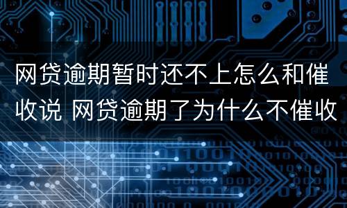 网贷逾期暂时还不上怎么和催收说 网贷逾期了为什么不催收了