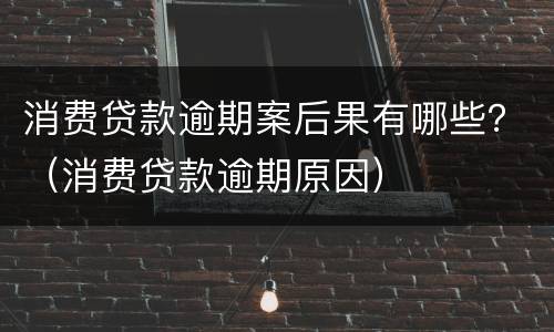 消费贷款逾期案后果有哪些？（消费贷款逾期原因）