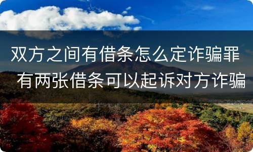 双方之间有借条怎么定诈骗罪 有两张借条可以起诉对方诈骗吗