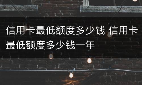 信用卡最低额度多少钱 信用卡最低额度多少钱一年