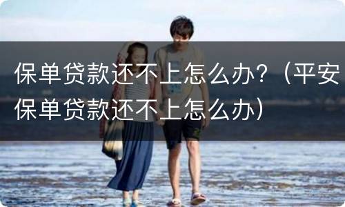保单贷款还不上怎么办?（平安保单贷款还不上怎么办）
