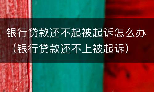 银行贷款还不起被起诉怎么办（银行贷款还不上被起诉）