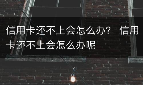 信用卡还不上会怎么办？ 信用卡还不上会怎么办呢