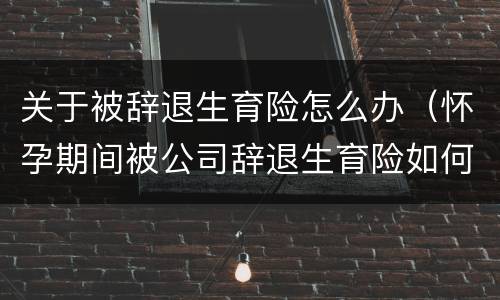 关于被辞退生育险怎么办（怀孕期间被公司辞退生育险如何报销）
