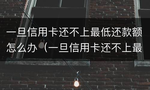 一旦信用卡还不上最低还款额怎么办（一旦信用卡还不上最低还款额怎么办呢）
