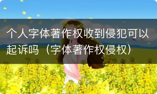 个人字体著作权收到侵犯可以起诉吗（字体著作权侵权）