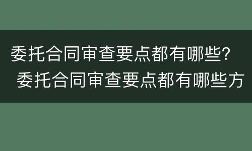 委托合同审查要点都有哪些？ 委托合同审查要点都有哪些方面