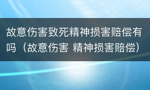 故意伤害致死精神损害赔偿有吗（故意伤害 精神损害赔偿）