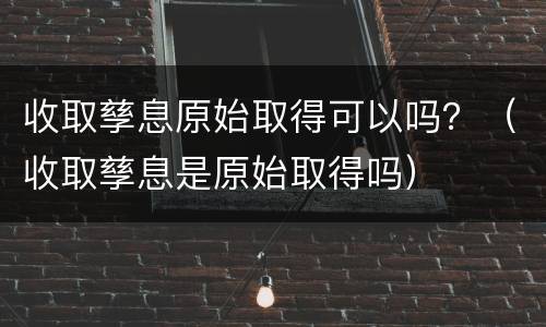收取孳息原始取得可以吗？（收取孳息是原始取得吗）