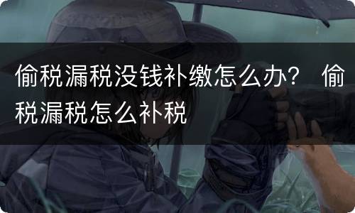 偷税漏税没钱补缴怎么办？ 偷税漏税怎么补税