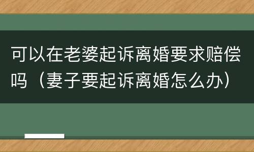 可以在老婆起诉离婚要求赔偿吗（妻子要起诉离婚怎么办）