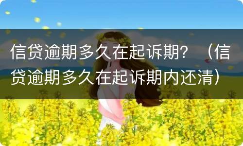 信贷逾期多久在起诉期？（信贷逾期多久在起诉期内还清）