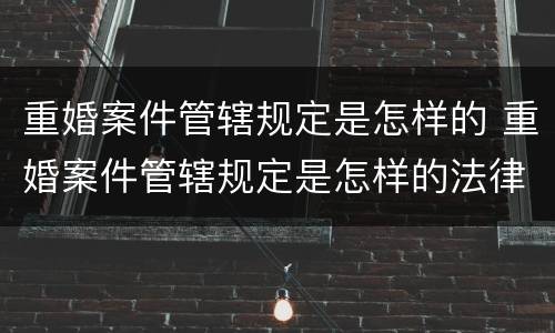 重婚案件管辖规定是怎样的 重婚案件管辖规定是怎样的法律