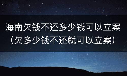 海南欠钱不还多少钱可以立案（欠多少钱不还就可以立案）
