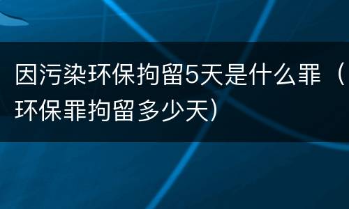 因污染环保拘留5天是什么罪（环保罪拘留多少天）