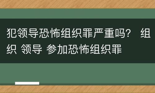 犯领导恐怖组织罪严重吗？ 组织 领导 参加恐怖组织罪
