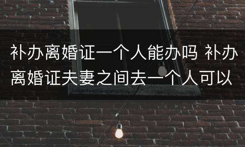 补办离婚证一个人能办吗 补办离婚证夫妻之间去一个人可以办理吗?
