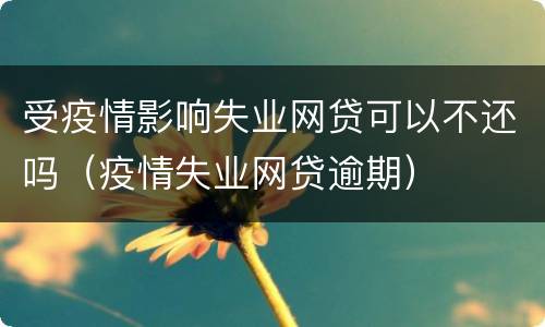 受疫情影响失业网贷可以不还吗（疫情失业网贷逾期）