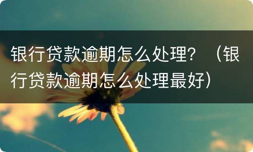 银行贷款逾期怎么处理？（银行贷款逾期怎么处理最好）