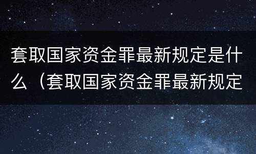 套取国家资金罪最新规定是什么（套取国家资金罪最新规定是什么意思）