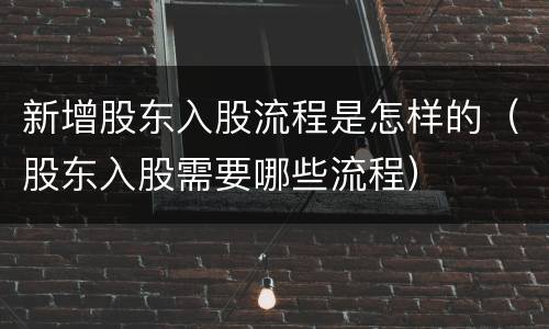 新增股东入股流程是怎样的（股东入股需要哪些流程）
