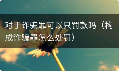 对于诈骗罪可以只罚款吗（构成诈骗罪怎么处罚）