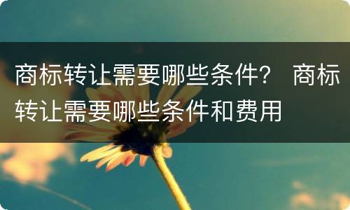 商标转让需要哪些条件？ 商标转让需要哪些条件和费用
