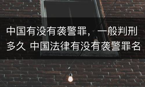 中国有没有袭警罪，一般判刑多久 中国法律有没有袭警罪名