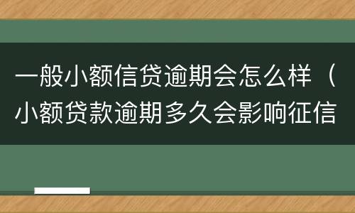一般小额信贷逾期会怎么样（小额贷款逾期多久会影响征信）