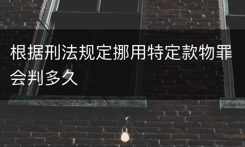 根据刑法规定挪用特定款物罪会判多久